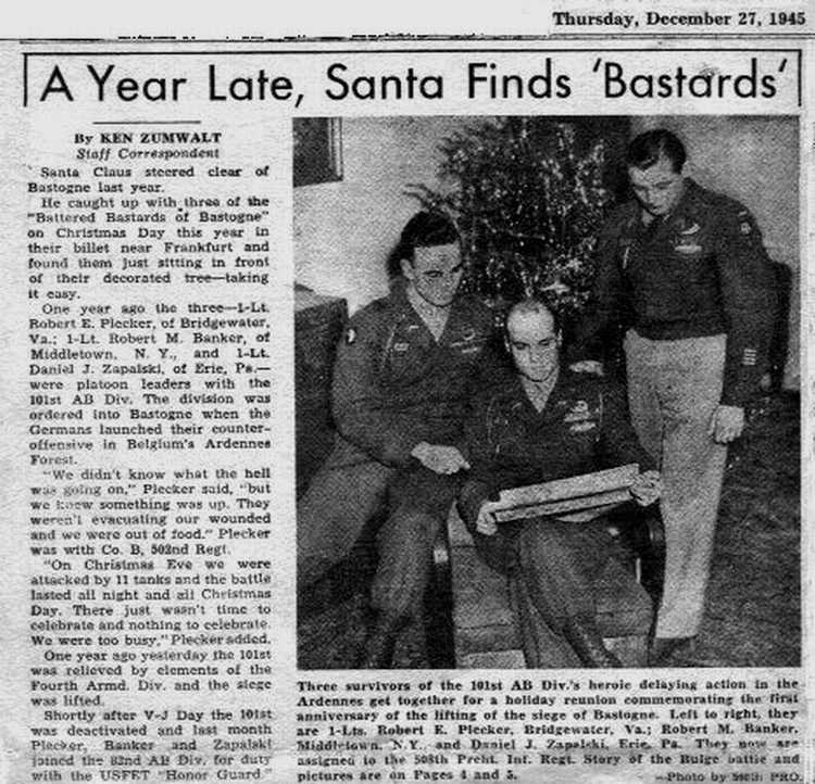 502nd PIR, Daniel J. Zapalski - A Year Late, Santa Finds 'Bastards'